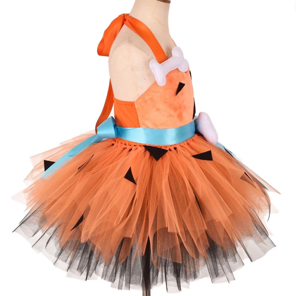 FLINSTONE KIDS ORANGE AND BLACK KIDS COSTUME WITH HEADBAND - Picture 3 of 7